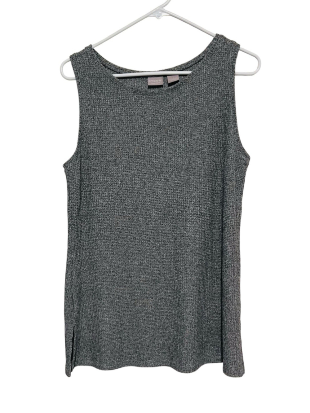 Chico's Zenergy Textured Knit Sleeveless Top Women’s Medium 1 Gray Active Tank